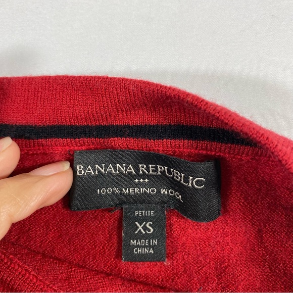 Banana Republic Merino Wool Sweater Pullover Red Wool Sweater Long Sleeve top - Picture 3 of 8